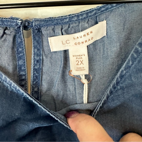 LC LAUREN CONRAD Women’s Size 2X T-Shirt Top Blouse Tee Chambray NWT - Picture 6 of 16